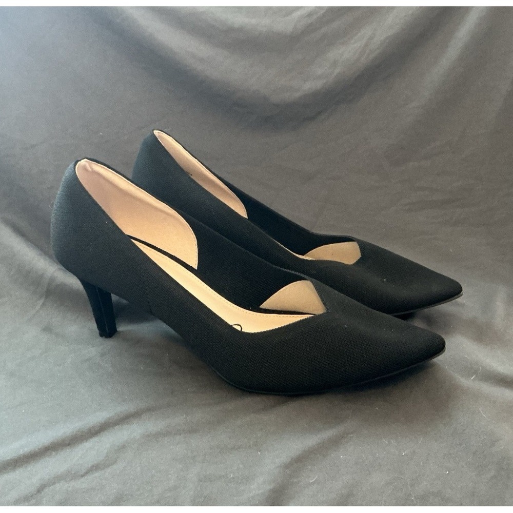 MIA Women's Black Pointed Toe Pump Heels Slip On Textile Fabric Size 9.5
